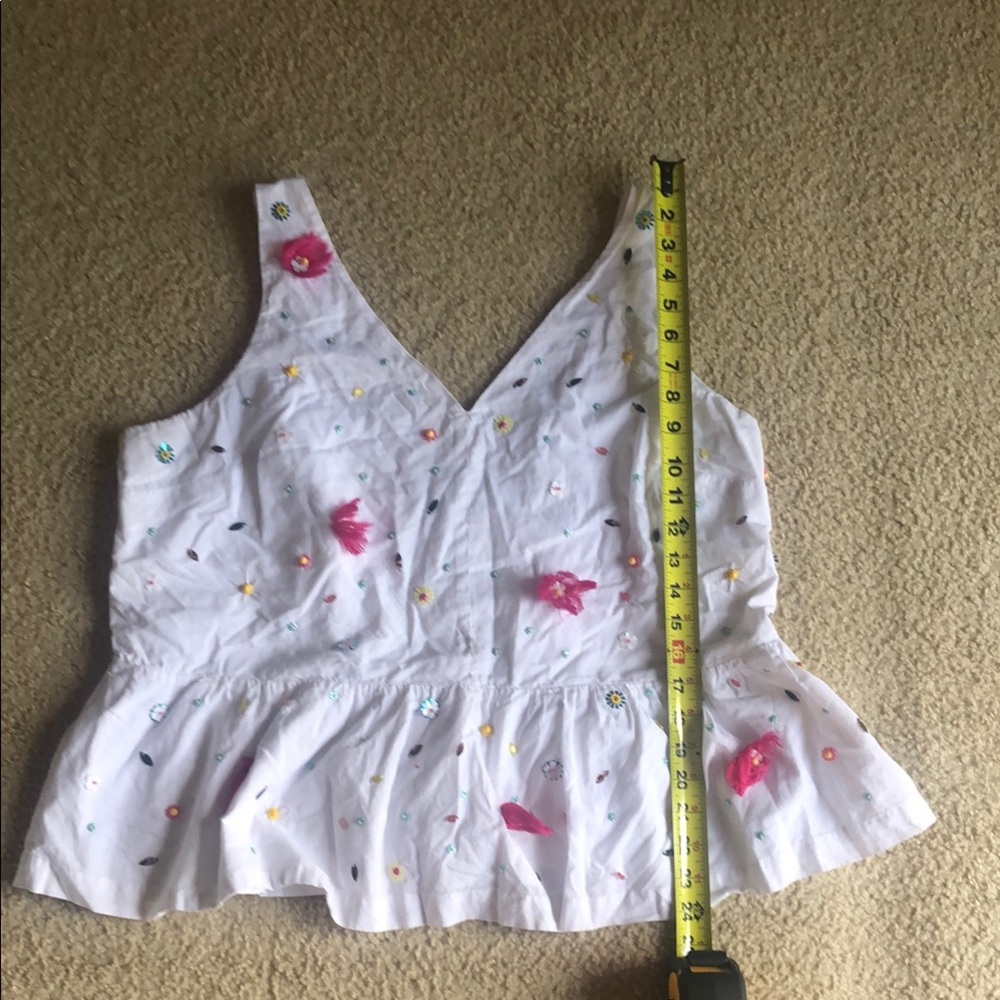 White Floral Embroidered Peplum Top